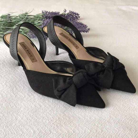 Zara Shoes - Zara suede black kitten heels size 7.5